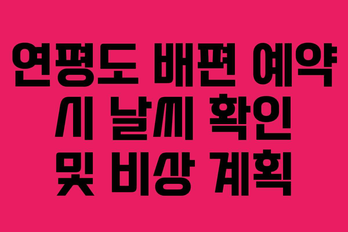 연평도 배편 예약 시 날씨 확인 및 비상 계획