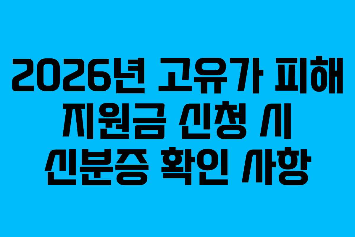 2026년 고유가 피해 지원금 신청 시 신분증 확인 사항