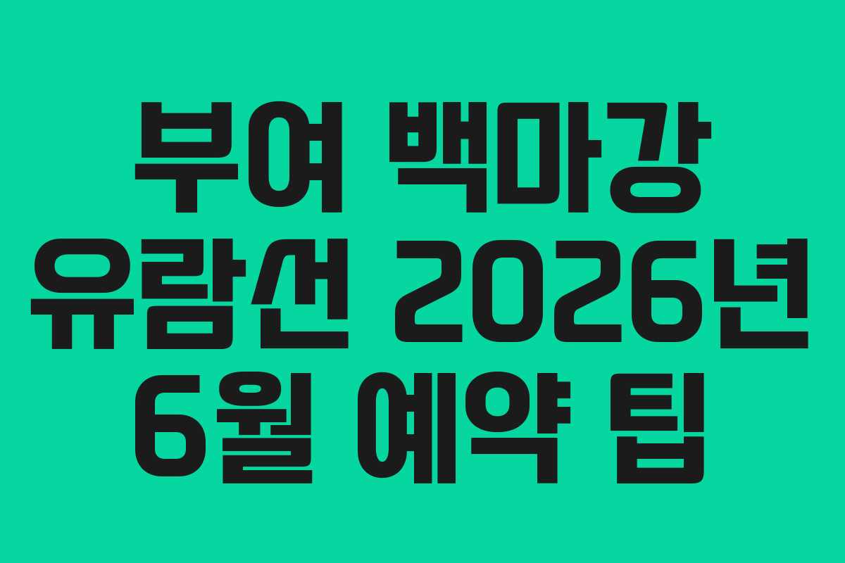 부여 백마강 유람선 2026년 6월 예약 팁