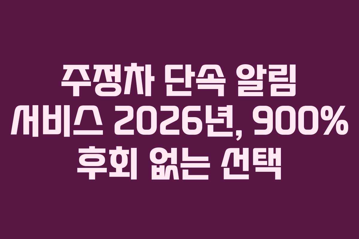주정차 단속 알림 서비스 2026년, 900% 후회 없는 선택