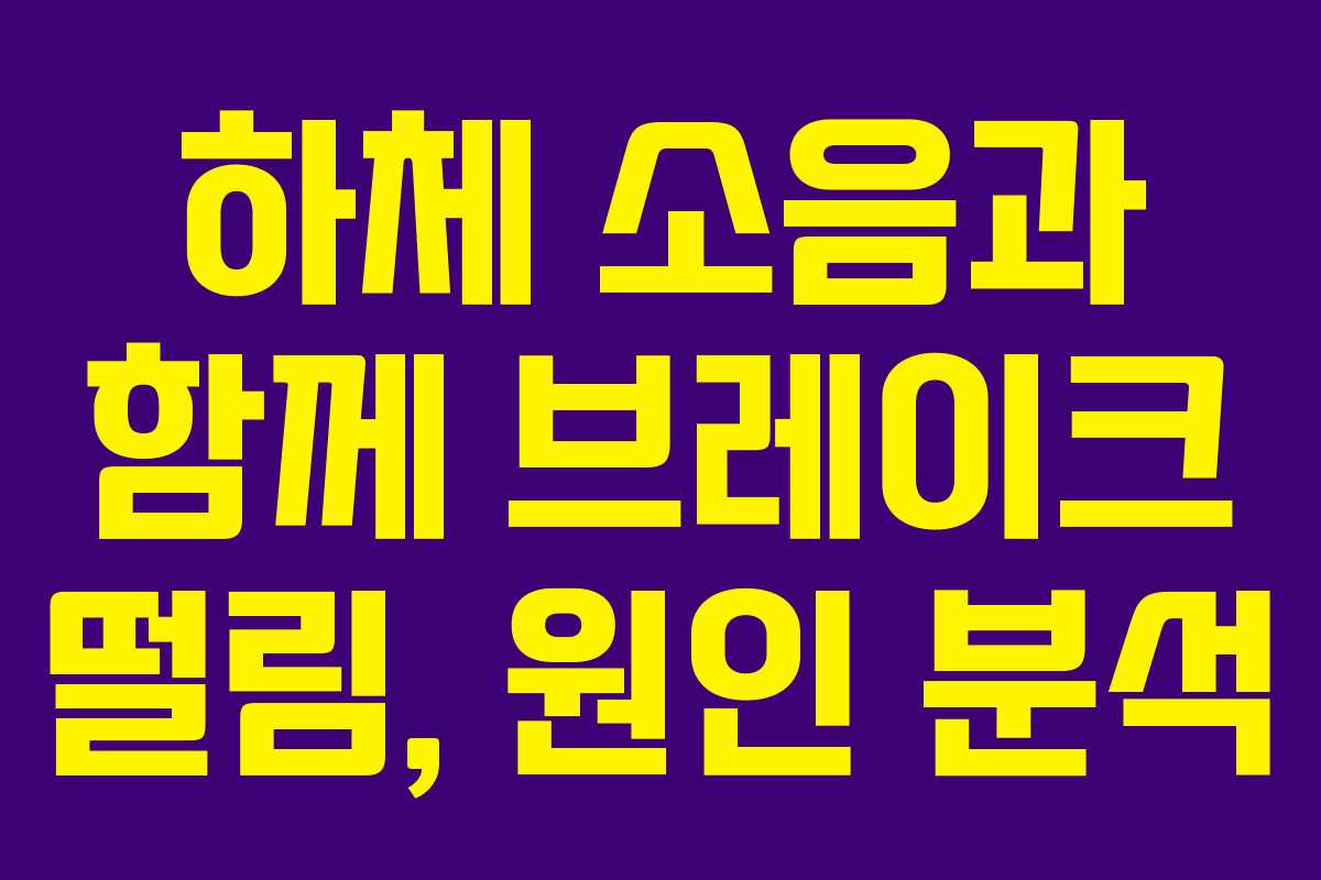 하체 소음과 함께 브레이크 떨림, 원인 분석