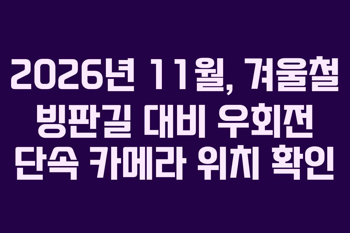 2026년 11월, 겨울철 빙판길 대비 우회전 단속 카메라 위치 확인