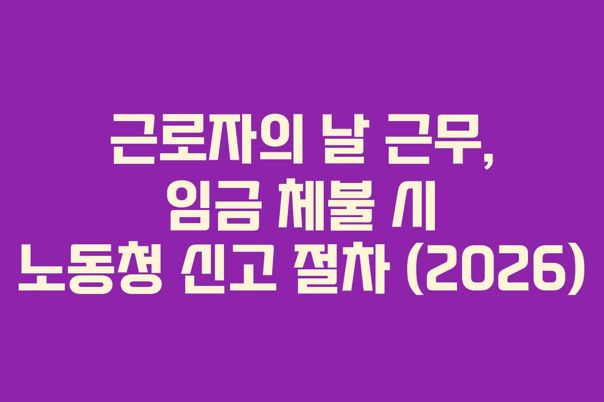 근로자의 날 근무, 임금 체불 시 노동청 신고 절차 (2026)
