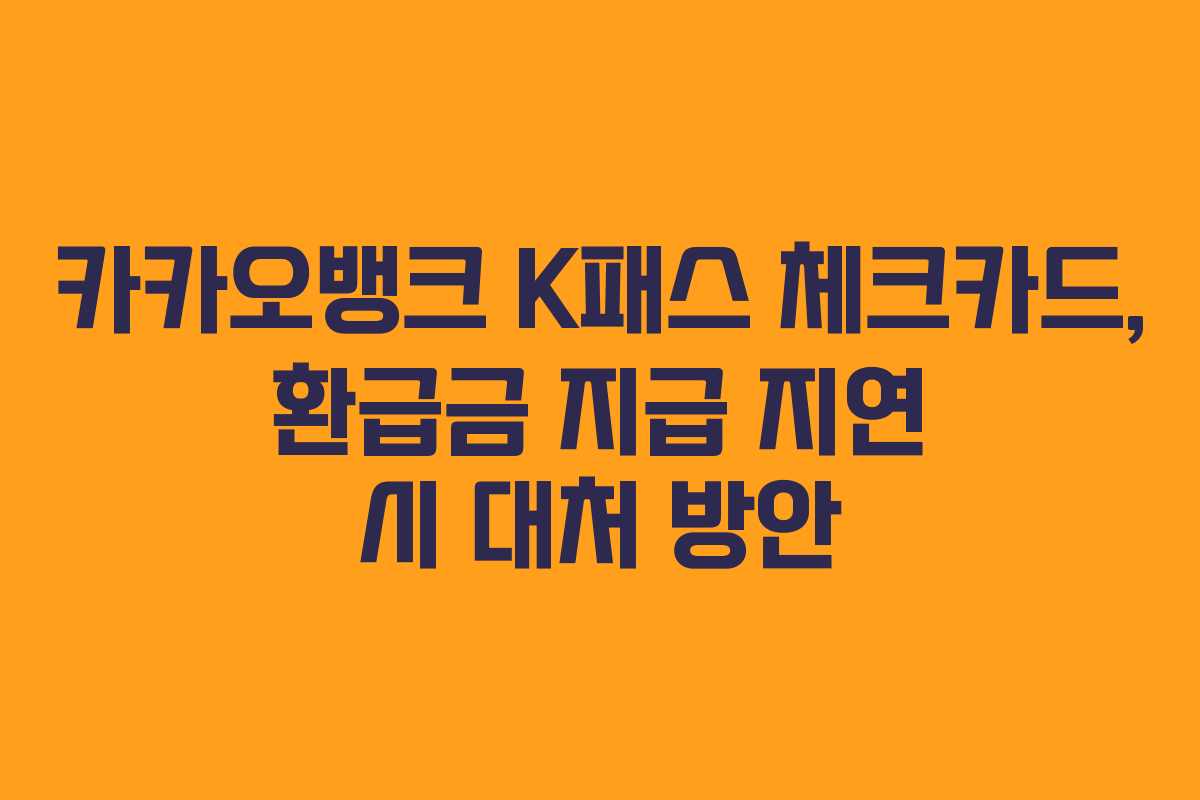 카카오뱅크 K패스 체크카드, 환급금 지급 지연 시 대처 방안