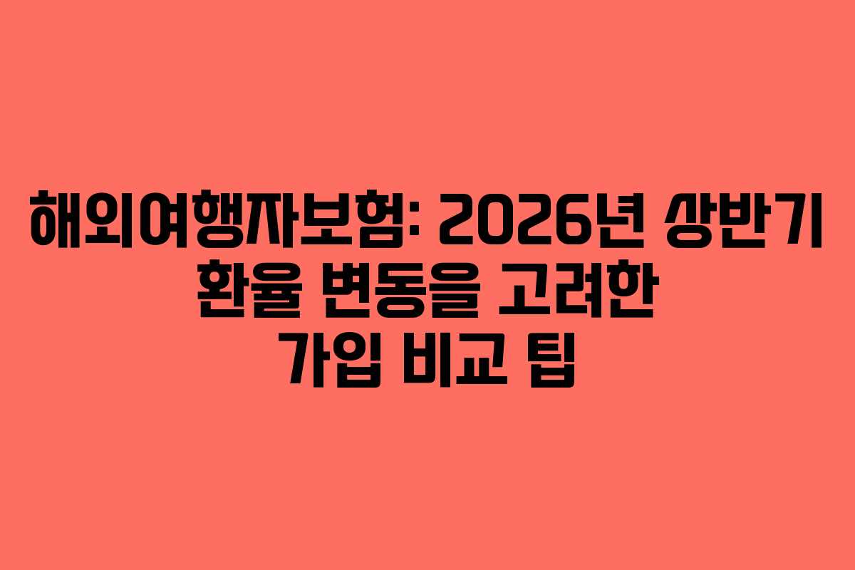 해외여행자보험: 2026년 상반기 환율 변동을 고려한 가입 비교 팁