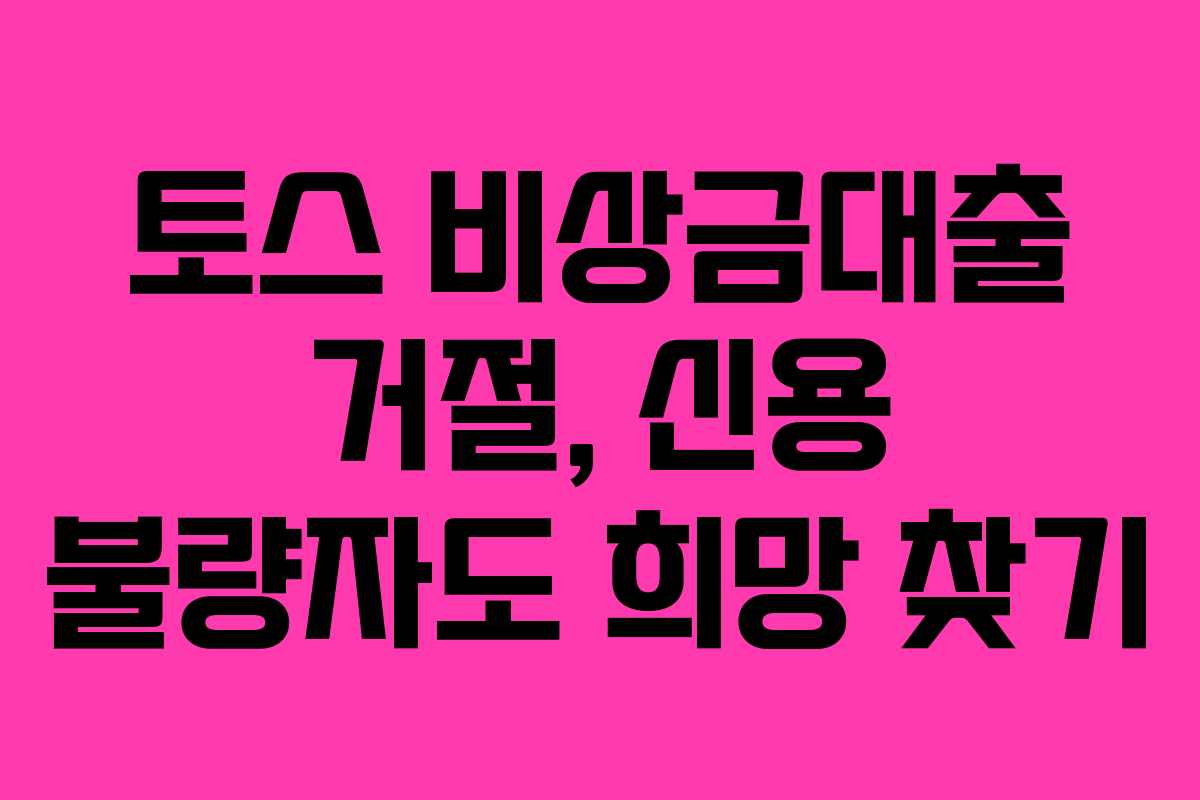 토스 비상금대출 거절, 신용 불량자도 희망 찾기