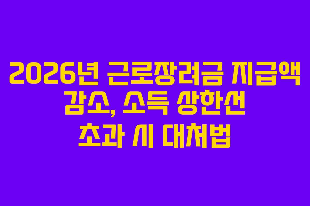 2026년 근로장려금 지급액 감소, 소득 상한선 초과 시 대처법