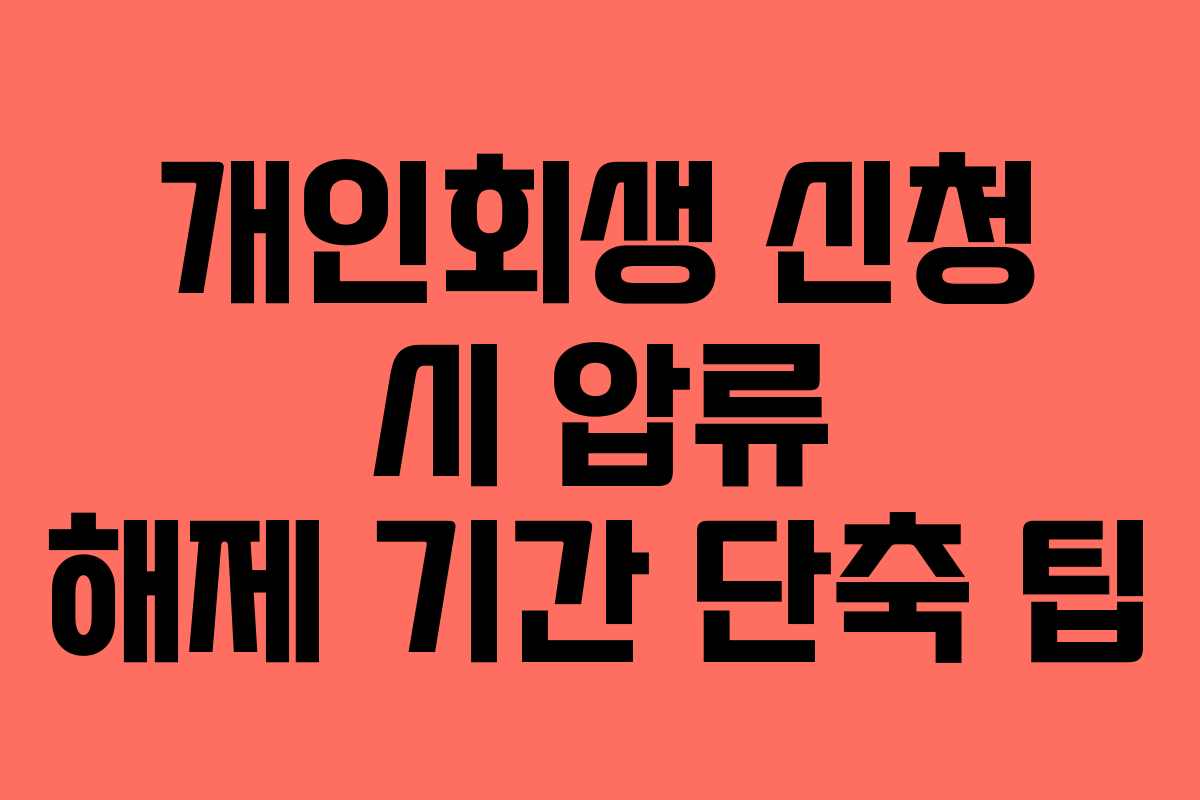 개인회생 신청 시 압류 해제 기간 단축 팁