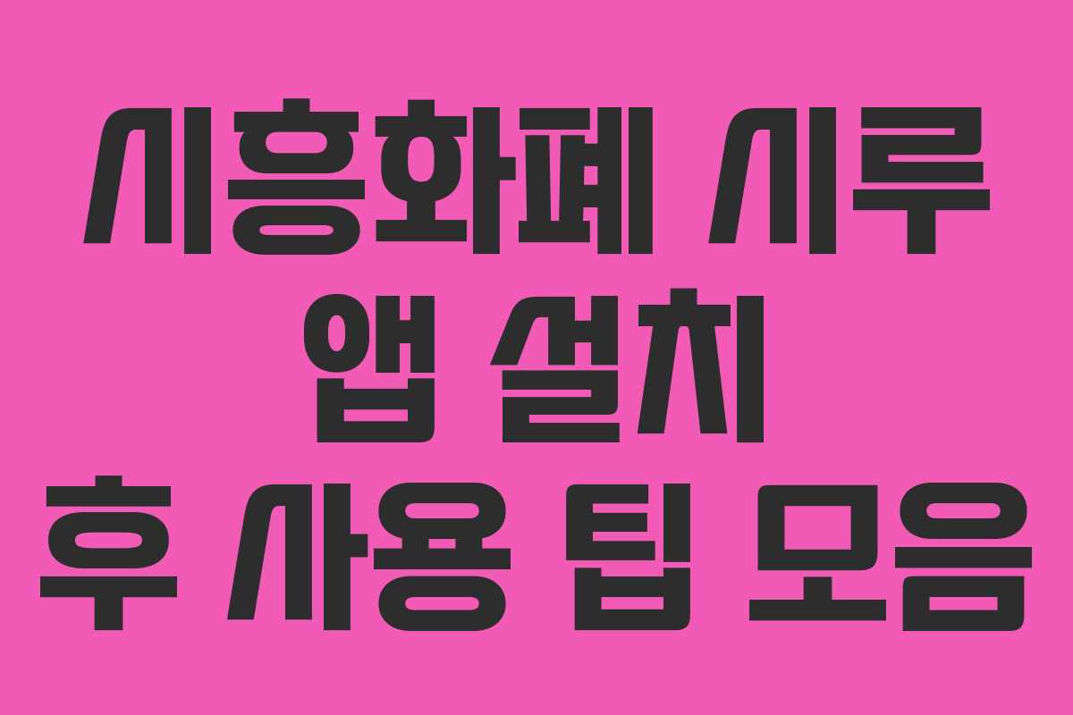 시흥화폐 시루 앱 설치 후 사용 팁 모음