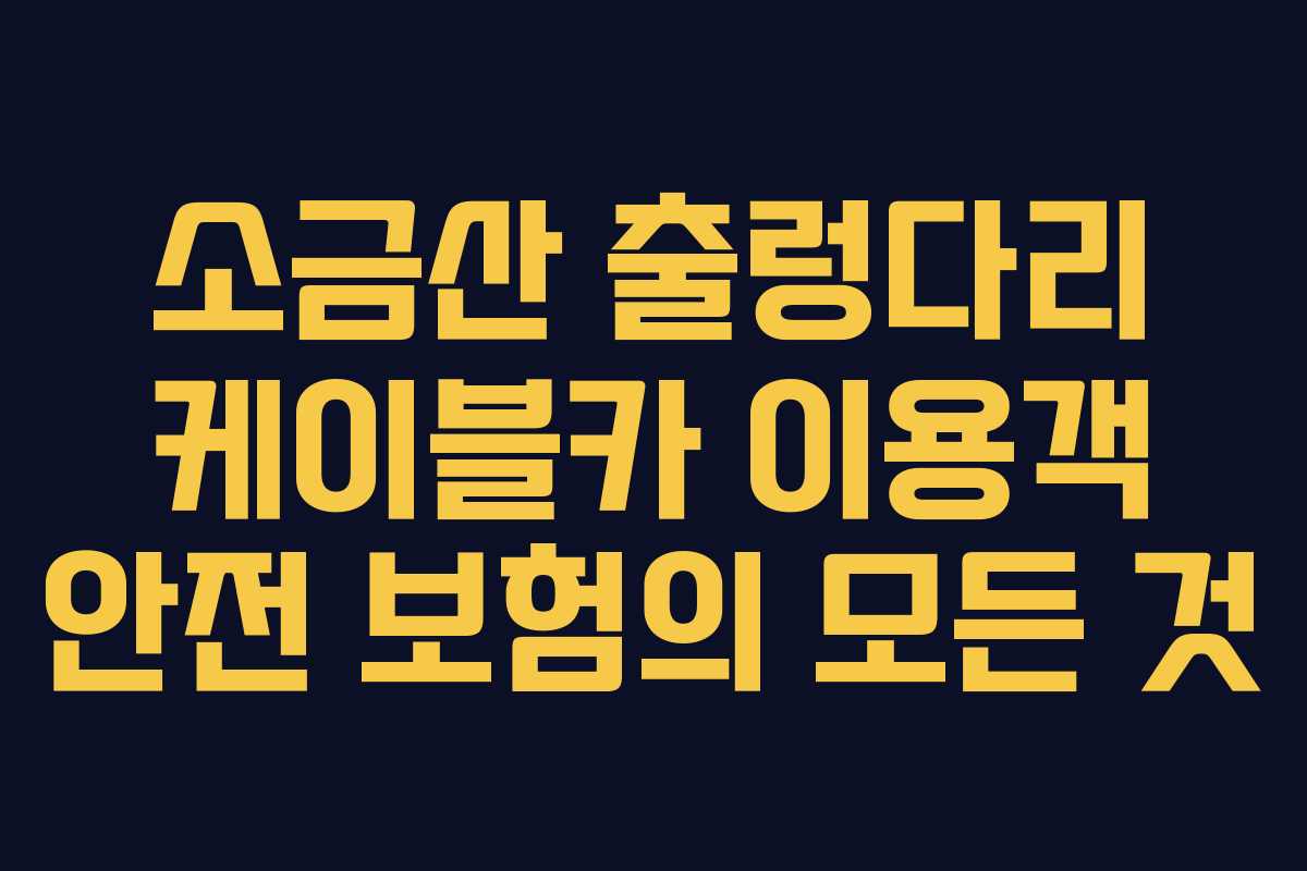 소금산 출렁다리 케이블카 이용객 안전 보험의 모든 것