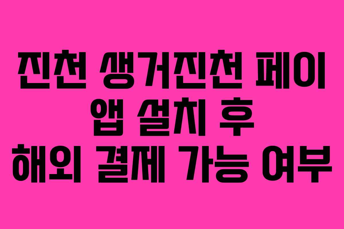 진천 생거진천 페이 앱 설치 후 해외 결제 가능 여부