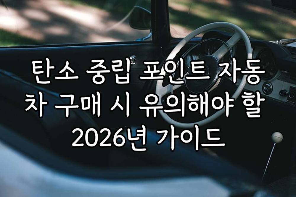 탄소 중립 포인트 자동차 구매 시 유의해야 할 2026년 가이드