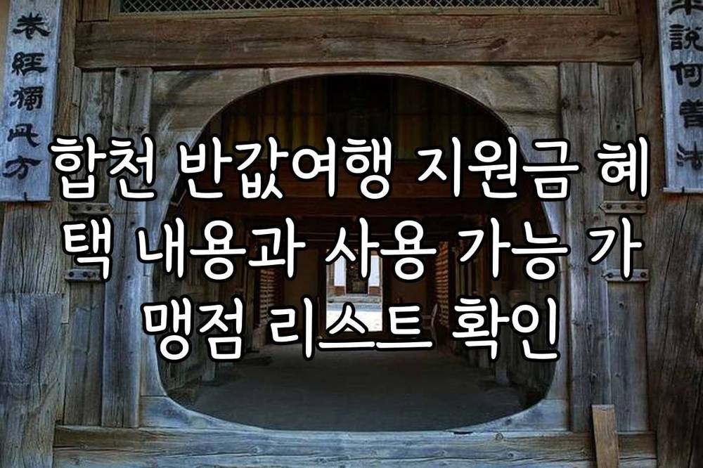 합천 반값여행 지원금 혜택 내용과 사용 가능 가맹점 리스트 확인