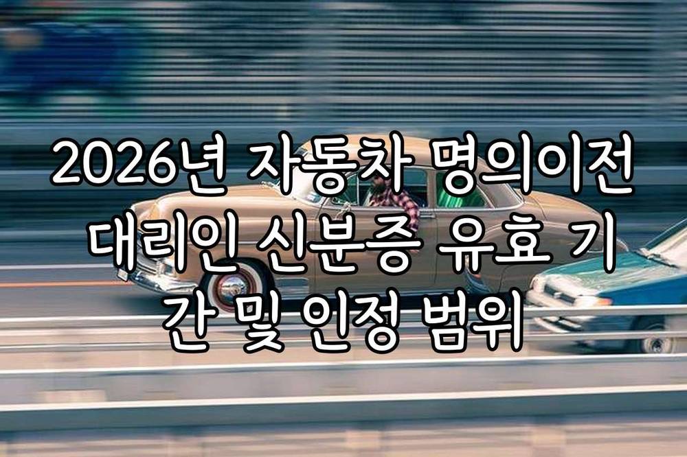 2026년 자동차 명의이전 대리인 신분증 유효 기간 및 인정 범위