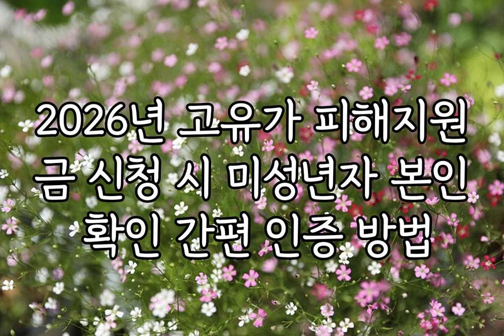 2026년 고유가 피해지원금 신청 시 미성년자 본인 확인 간편 인증 방법
