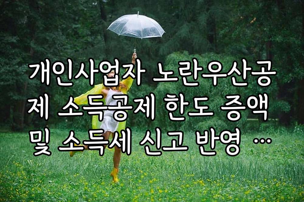 개인사업자 노란우산공제 소득공제 한도 증액 및 소득세 신고 반영 방법