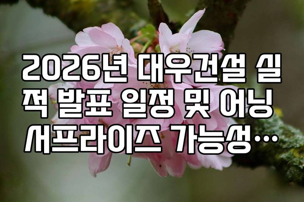 2026년 대우건설 실적 발표 일정 및 어닝 서프라이즈 가능성 점검