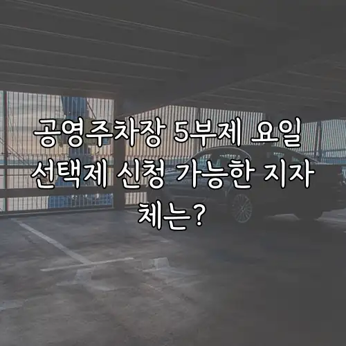 공영주차장 5부제 요일 선택제 신청 가능한 지자체는?