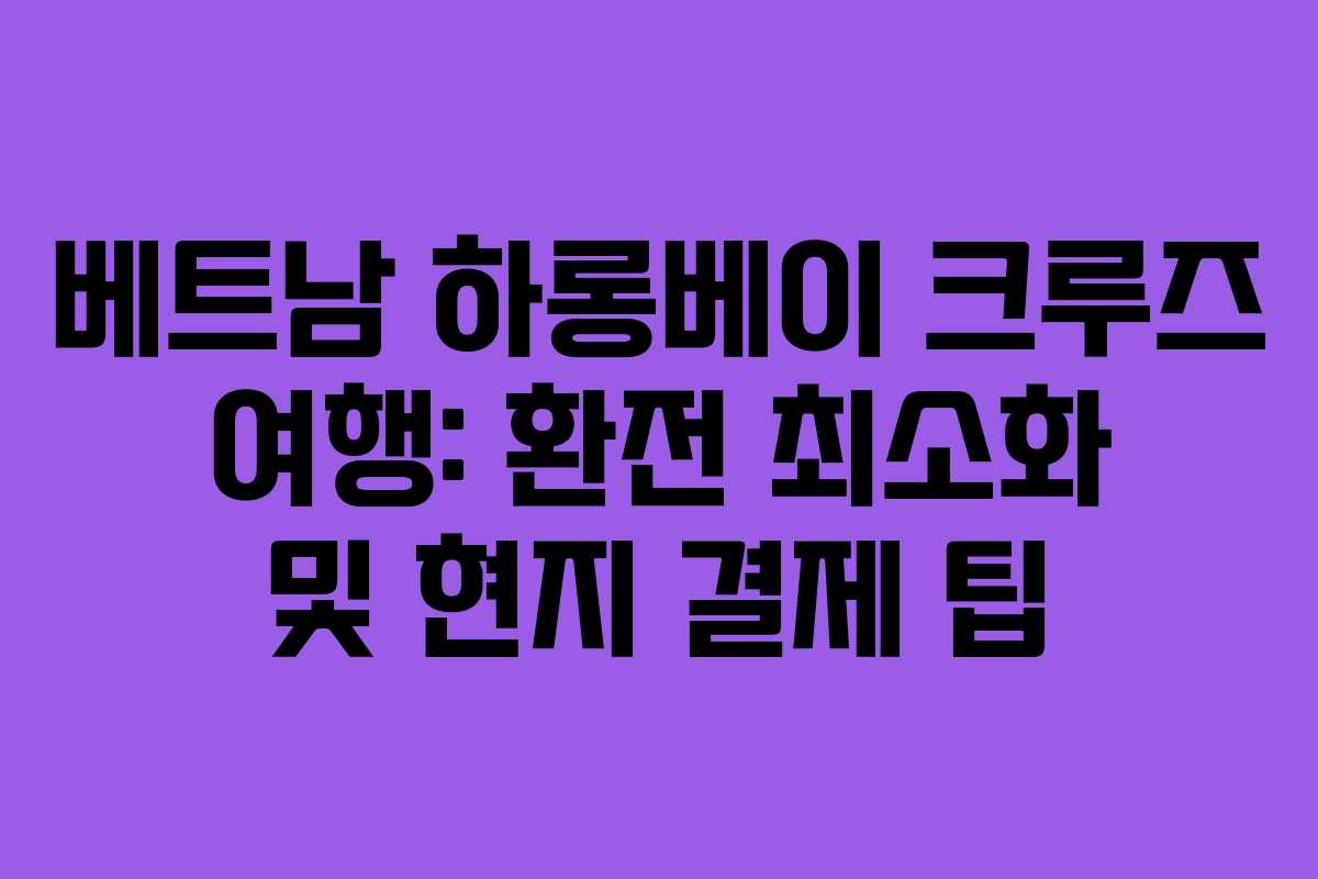 베트남 하롱베이 크루즈 여행: 환전 최소화 및 현지 결제 팁