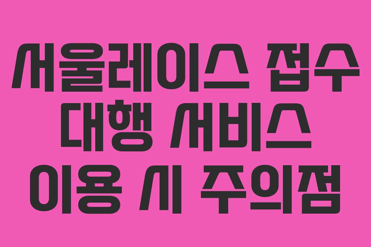 서울레이스 접수 대행 서비스 이용 시 주의점