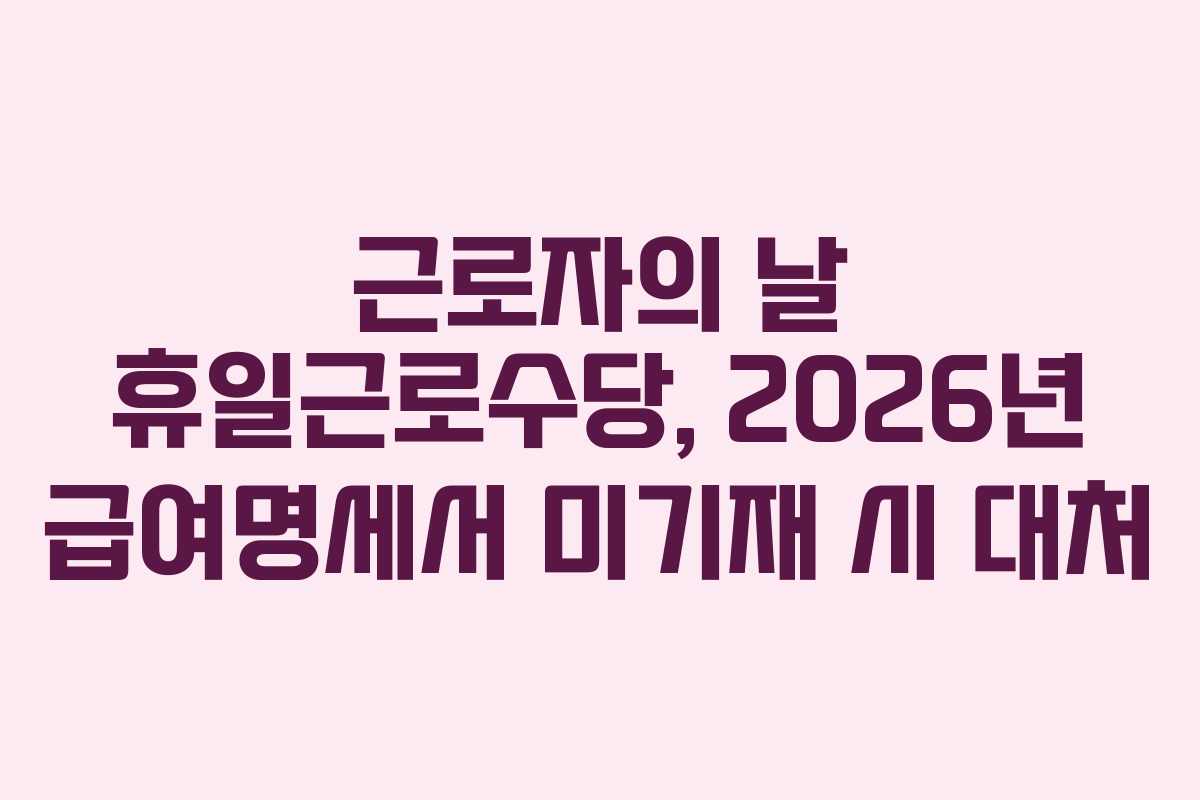 근로자의 날 휴일근로수당, 2026년 급여명세서 미기재 시 대처