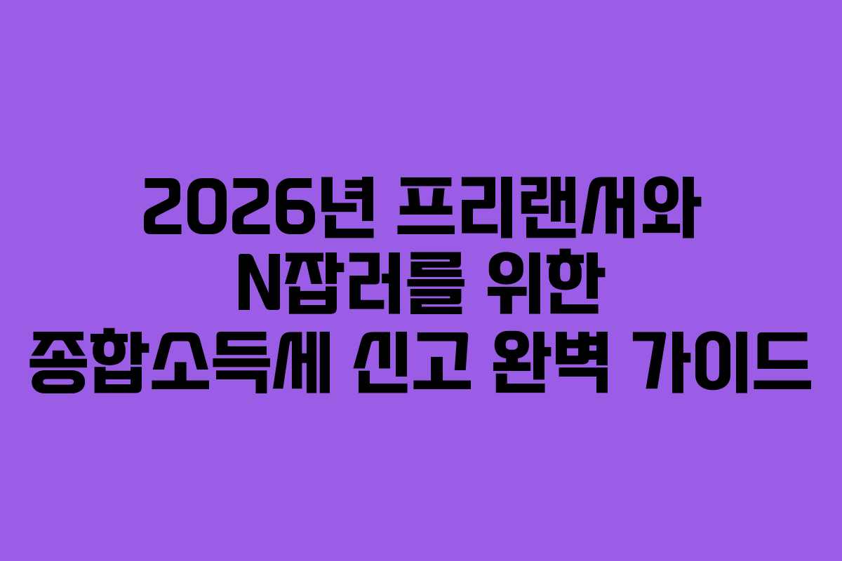 2026년 프리랜서와 N잡러를 위한 종합소득세 신고 완벽 가이드