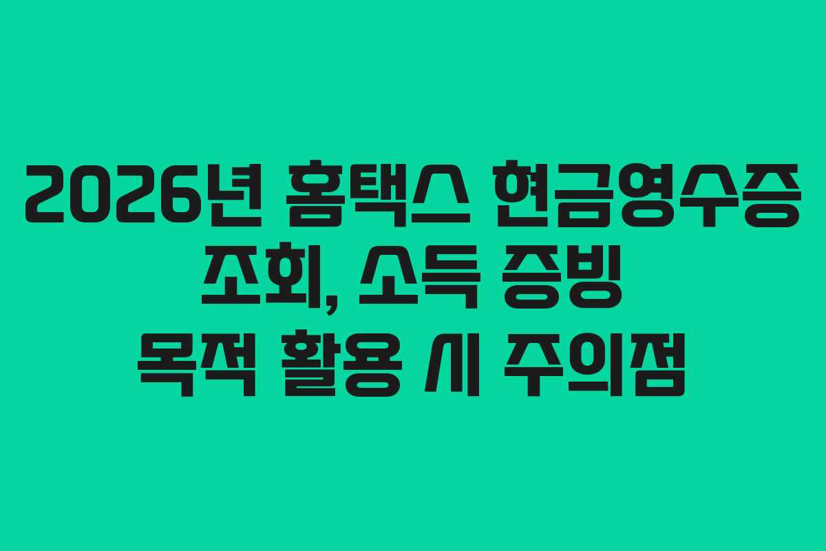 2026년 홈택스 현금영수증 조회, 소득 증빙 목적 활용 시 주의점
