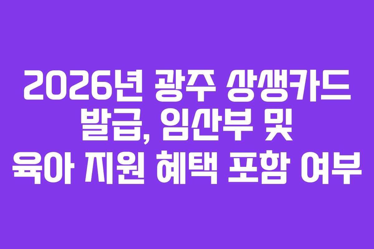 2026년 광주 상생카드 발급, 임산부 및 육아 지원 혜택 포함 여부