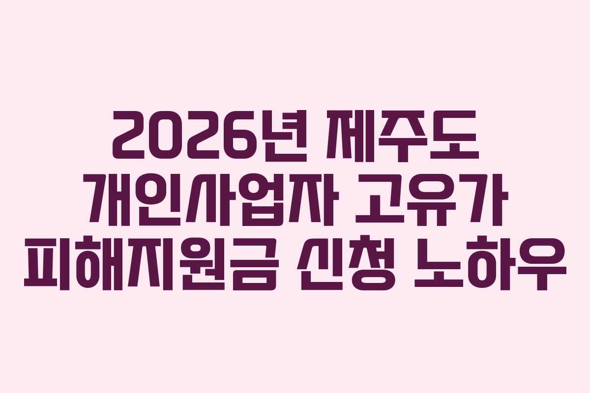 2026년 제주도 개인사업자 고유가 피해지원금 신청 노하우