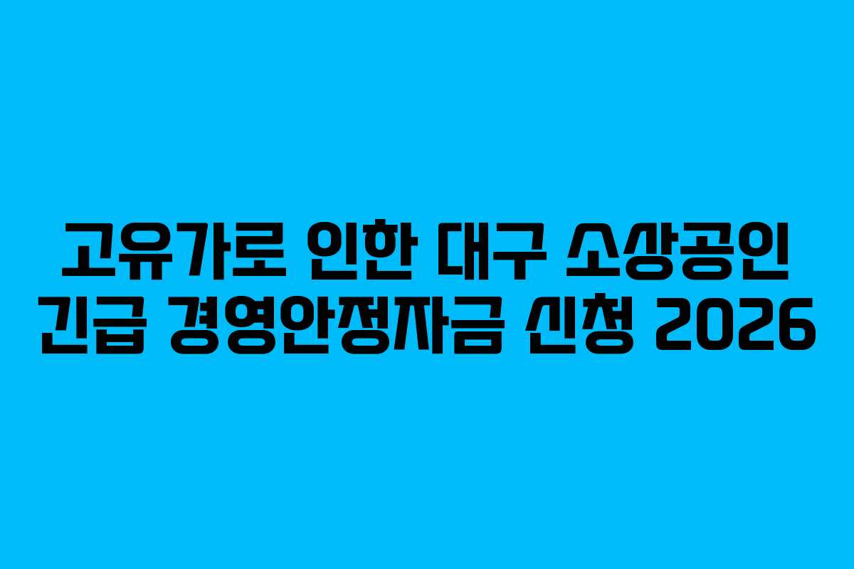 고유가로 인한 대구 소상공인 긴급 경영안정자금 신청 2026