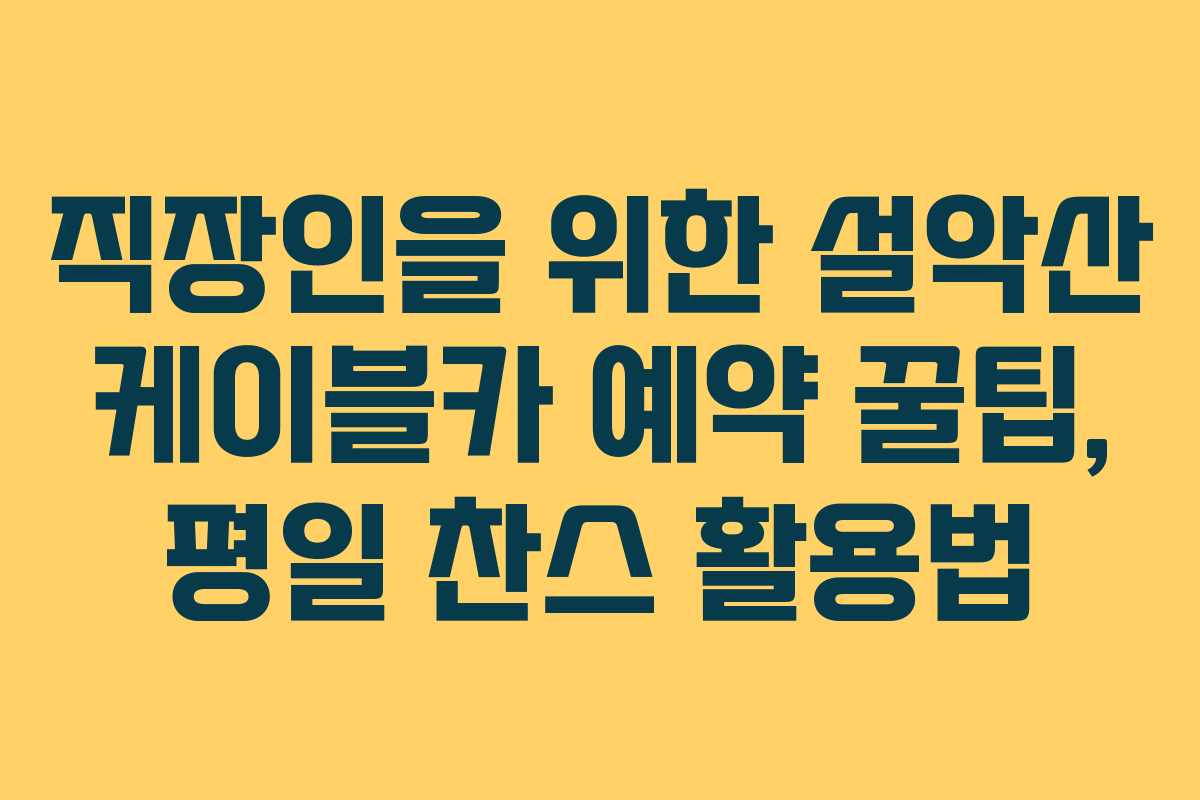 직장인을 위한 설악산 케이블카 예약 꿀팁, 평일 찬스 활용법