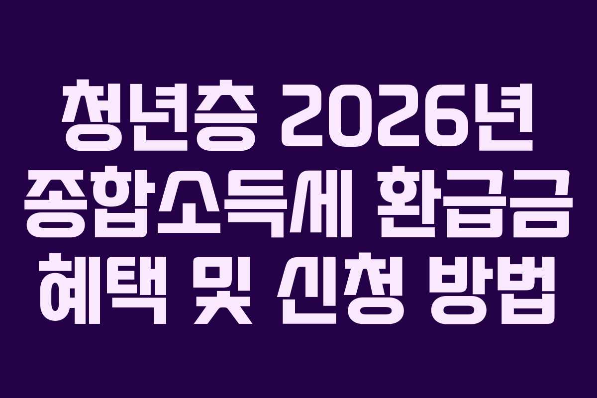 청년층 2026년 종합소득세 환급금 혜택 및 신청 방법