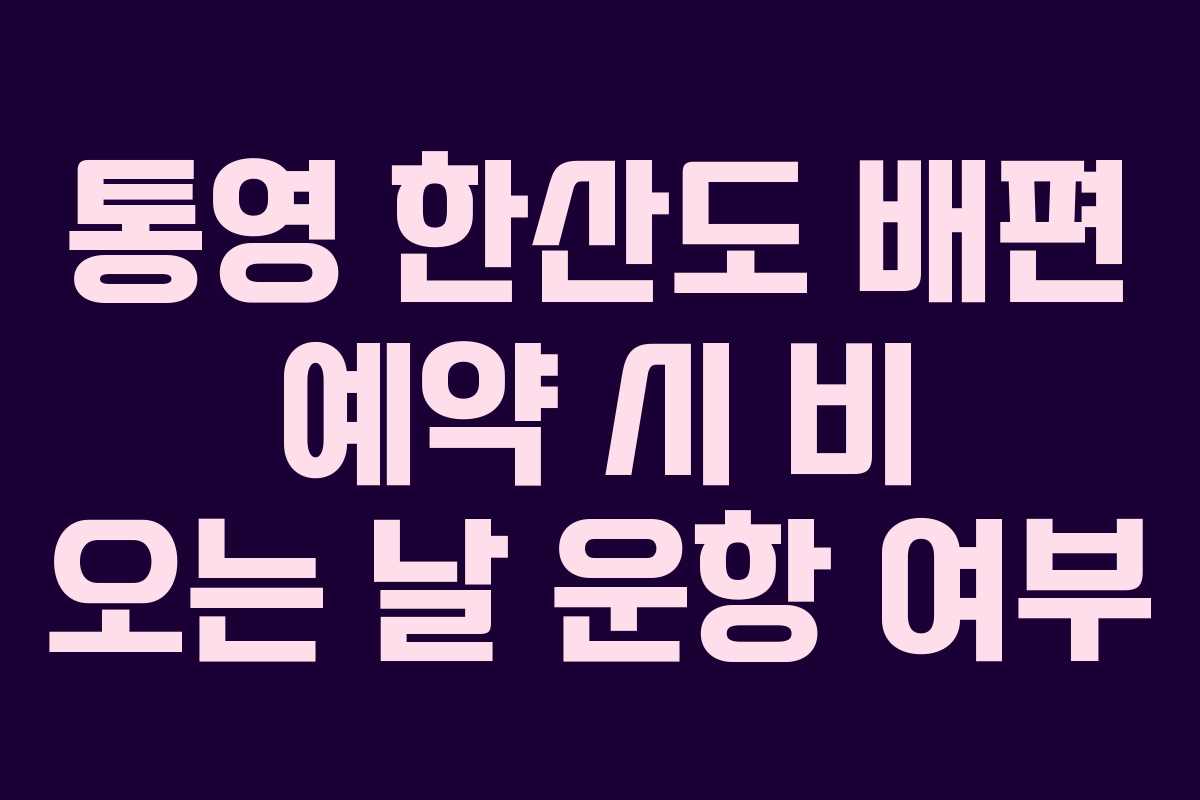 통영 한산도 배편 예약 시 비 오는 날 운항 여부