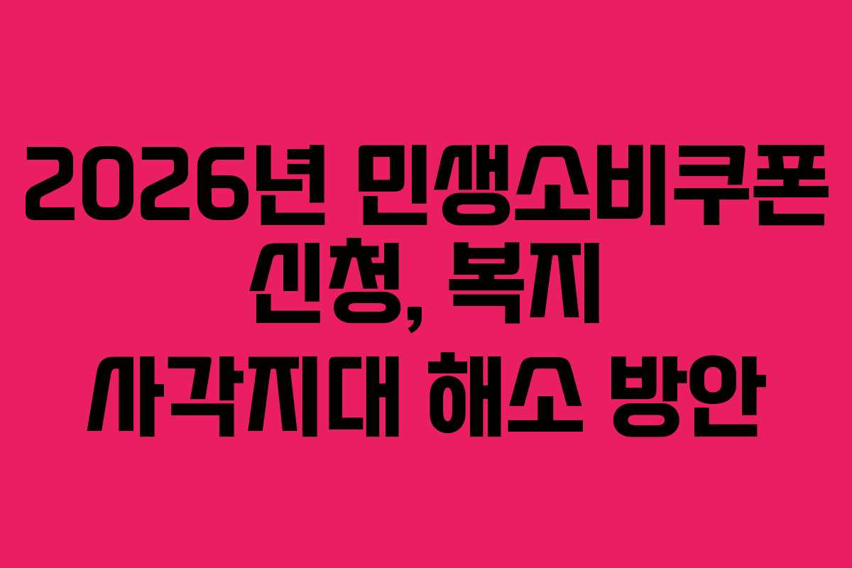 2026년 민생소비쿠폰 신청, 복지 사각지대 해소 방안