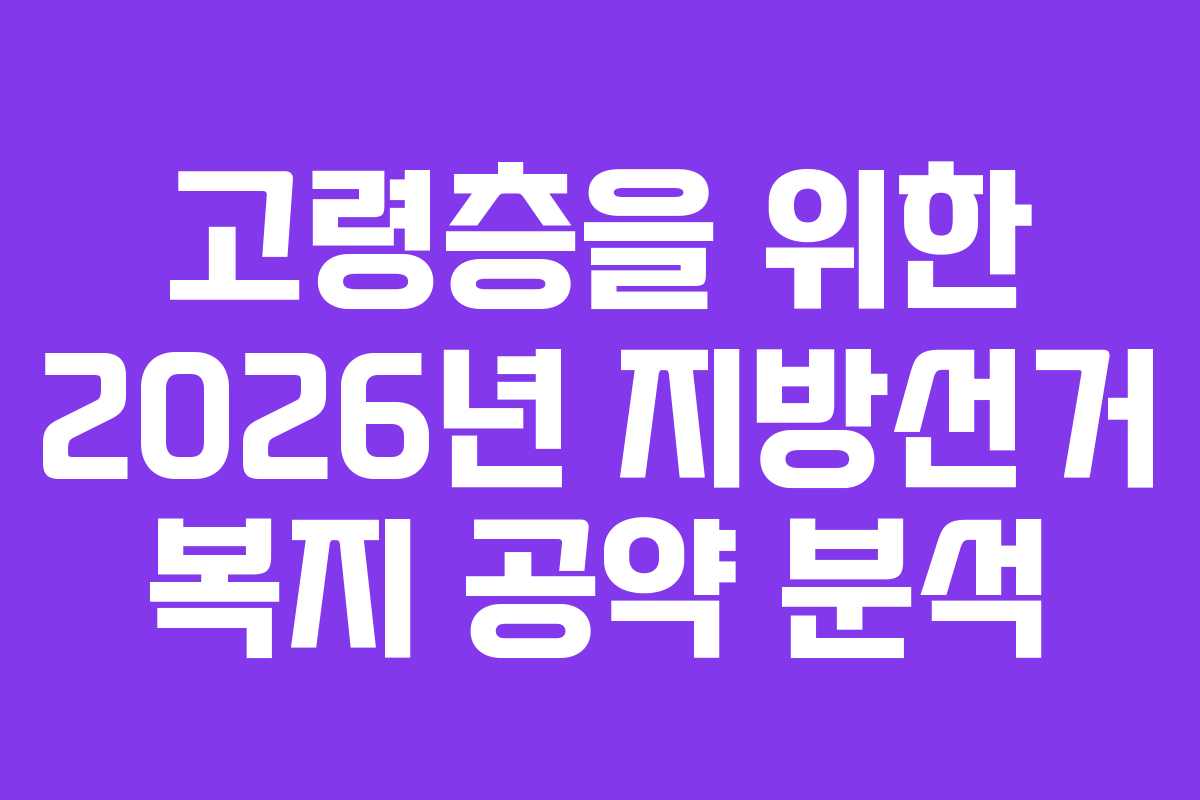 고령층을 위한 2026년 지방선거 복지 공약 분석