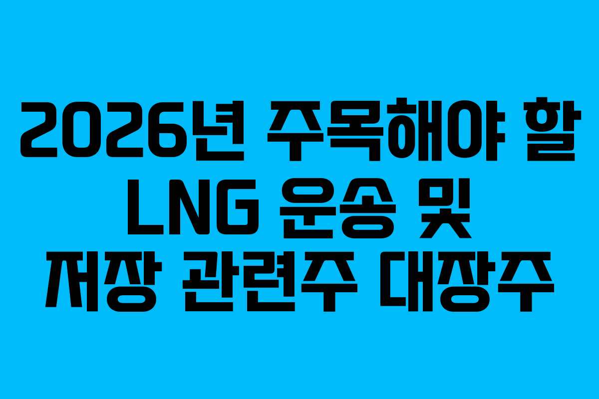 2026년 주목해야 할 LNG 운송 및 저장 관련주 대장주