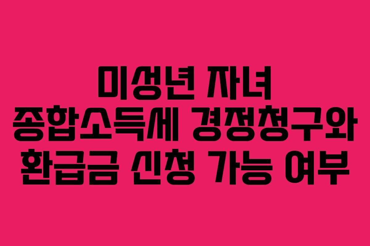 미성년 자녀 종합소득세 경정청구와 환급금 신청 가능 여부