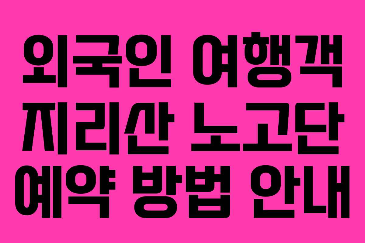 외국인 여행객 지리산 노고단 예약 방법 안내