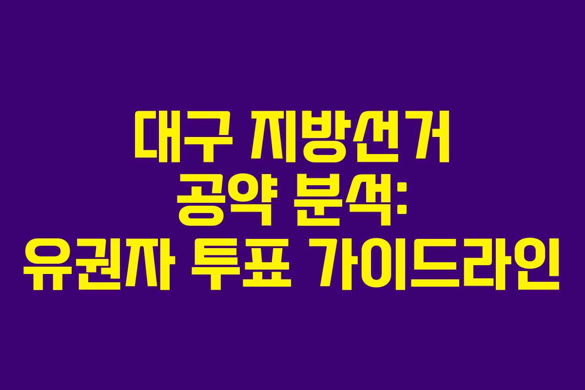 대구 지방선거 공약 분석: 유권자 투표 가이드라인 대구 지방선거 공약 분석: 유권자 투표 가이드라인