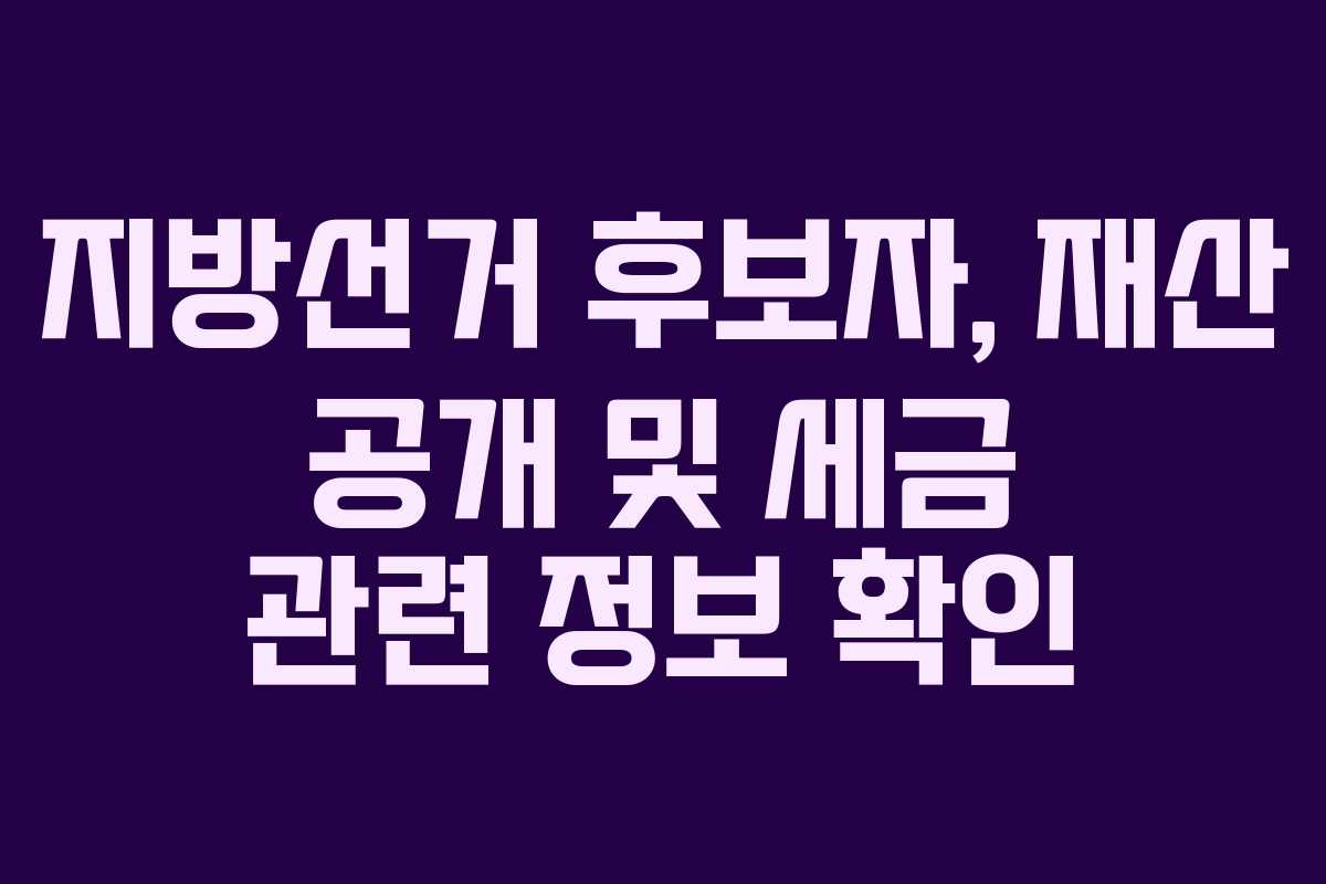 지방선거 후보자, 재산 공개 및 세금 관련 정보 확인 지방선거 후보자, 재산 공개 및 세금 관련 정보 확인