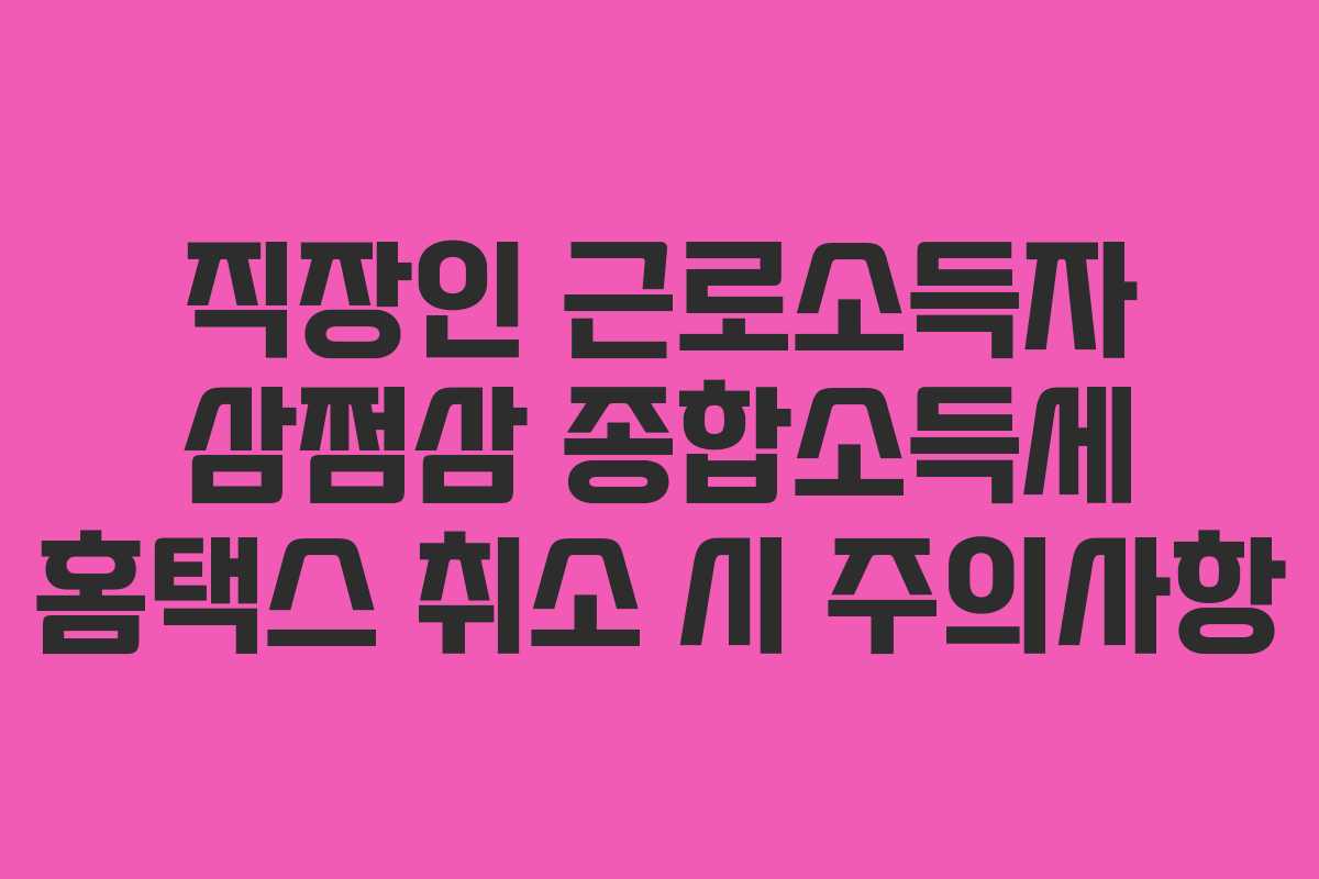 직장인 근로소득자 삼쩜삼 종합소득세 홈택스 취소 시 주의사항
