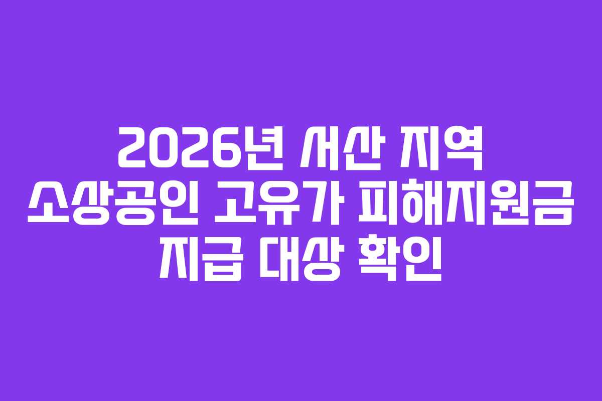 2026년 서산 지역 소상공인 고유가 피해지원금 지급 대상 확인 2026년 서산 지역 소상공인 고유가 피해지원금 지급 대상 확인