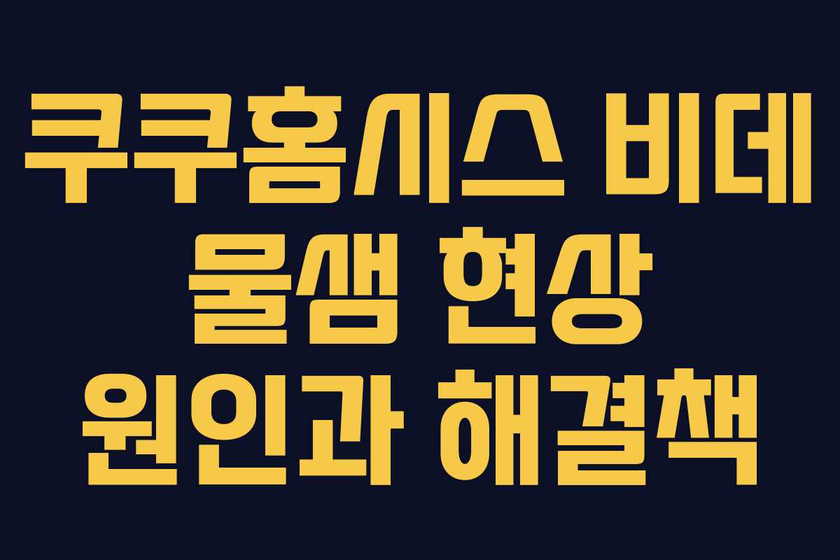 쿠쿠홈시스 비데 물샘 현상 원인과 해결책