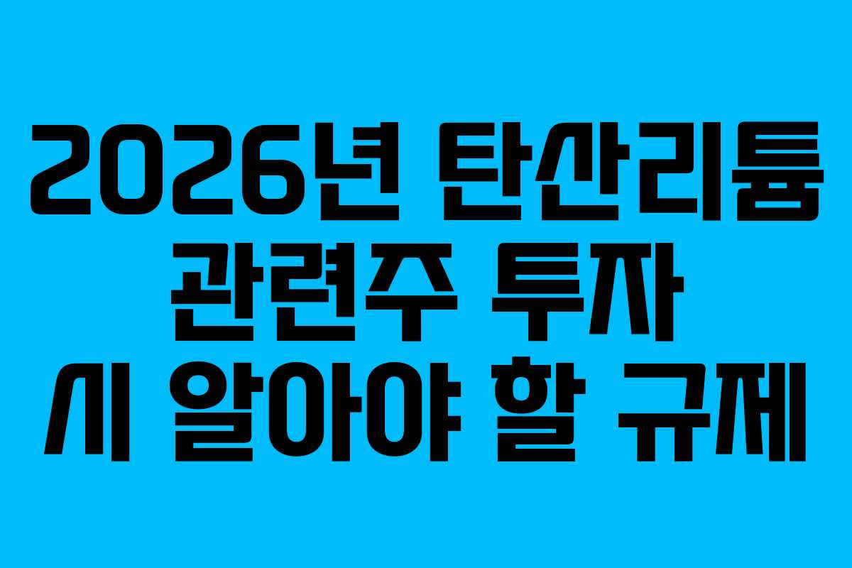 2026년 탄산리튬 관련주 투자 시 알아야 할 규제