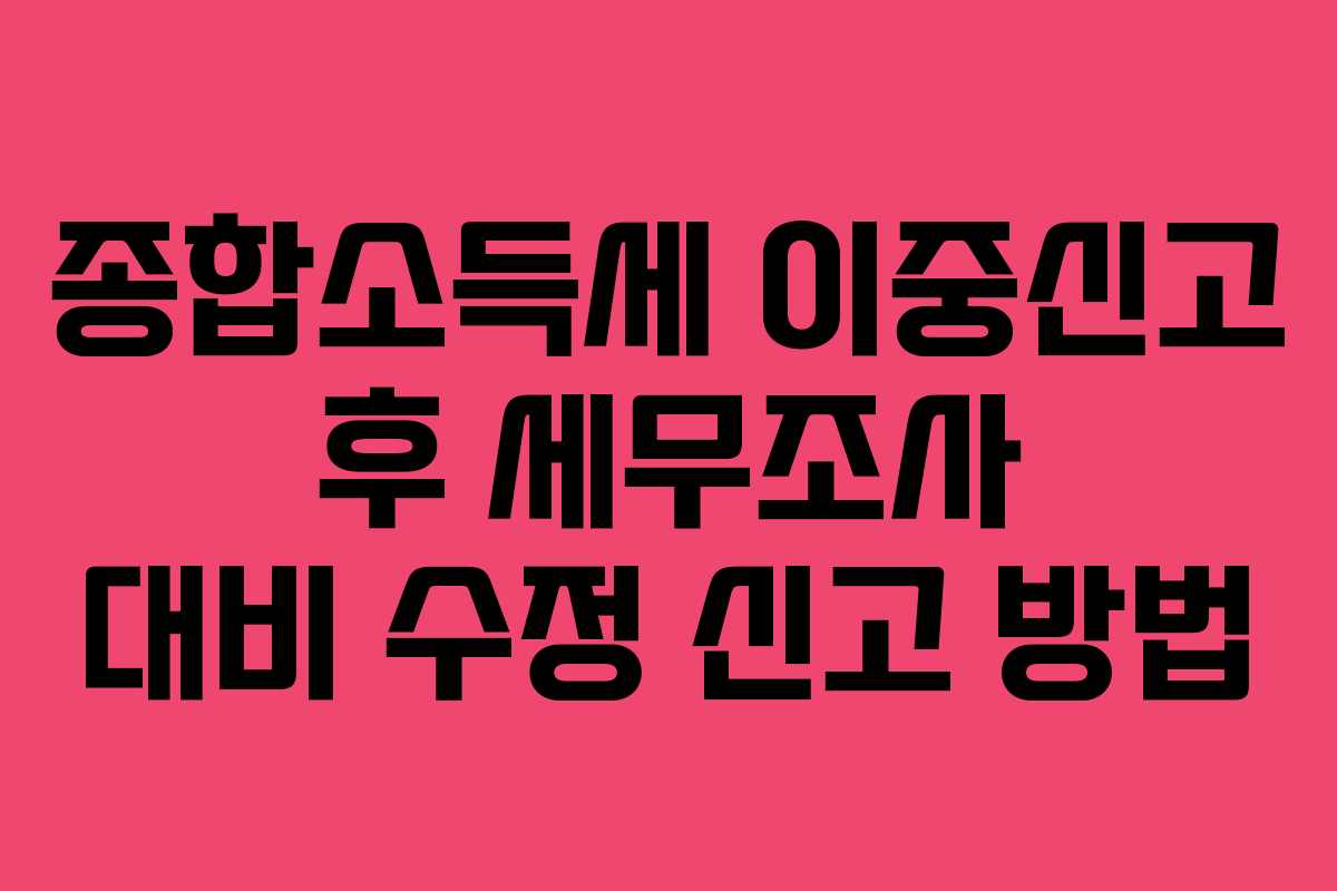 종합소득세 이중신고 후 세무조사 대비 수정 신고 방법