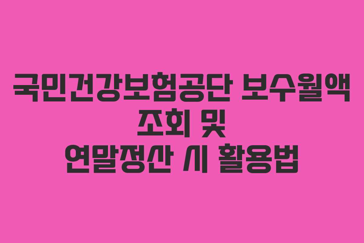 국민건강보험공단 보수월액 조회 및 연말정산 시 활용법
