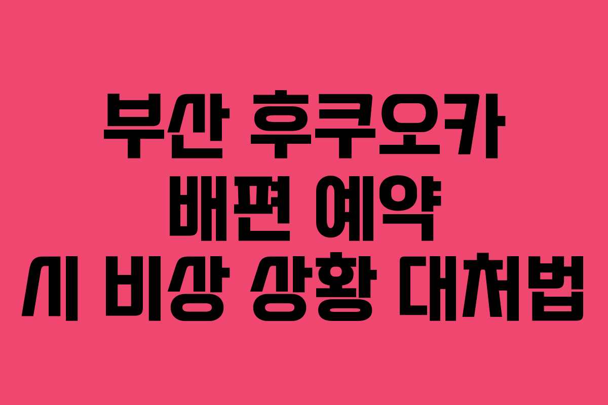 부산 후쿠오카 배편 예약 시 비상 상황 대처법