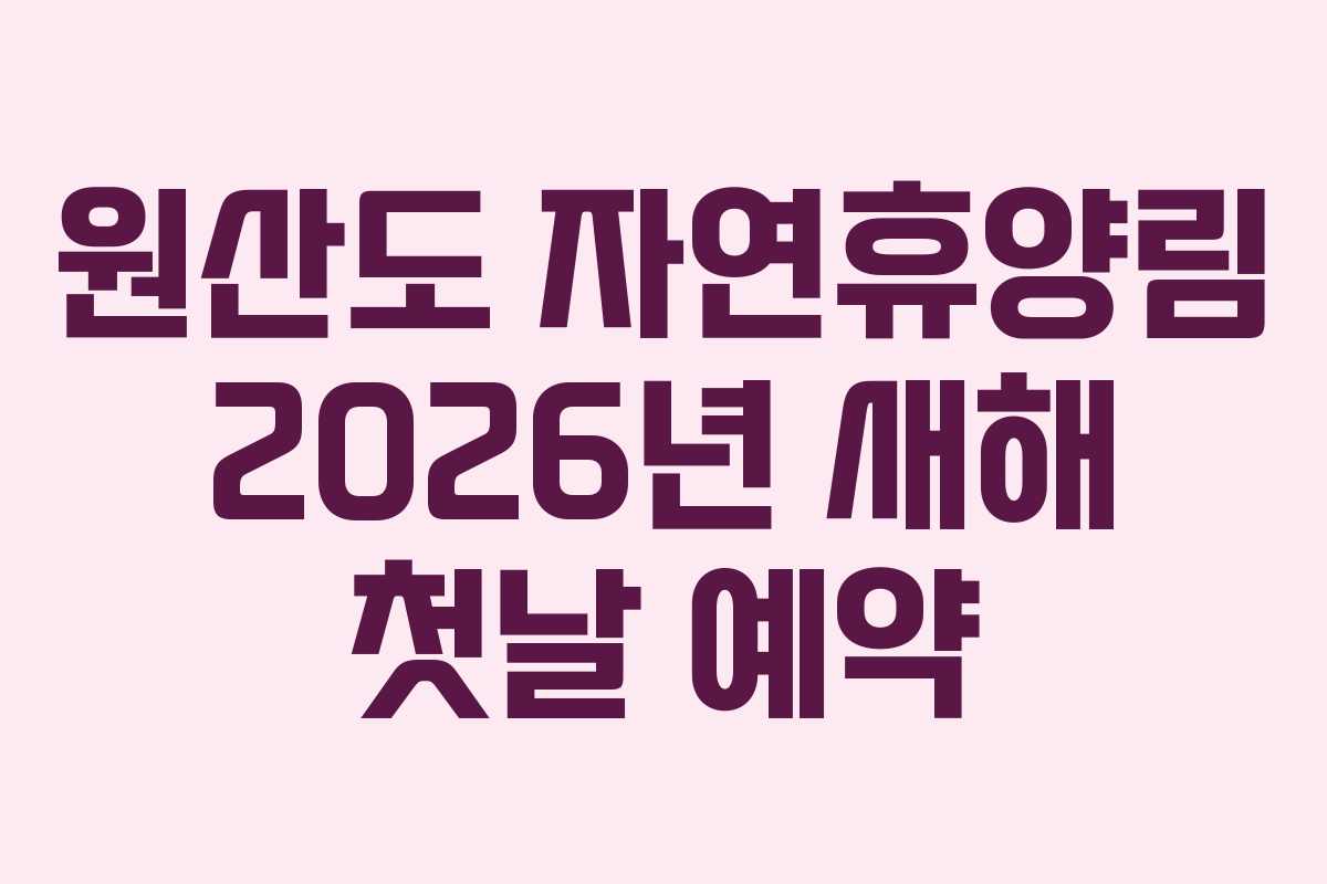원산도 자연휴양림 2026년 새해 첫날 예약