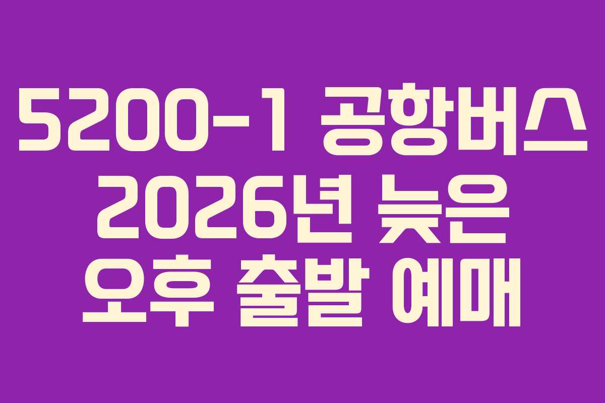 5200-1 공항버스 2026년 늦은 오후 출발 예매