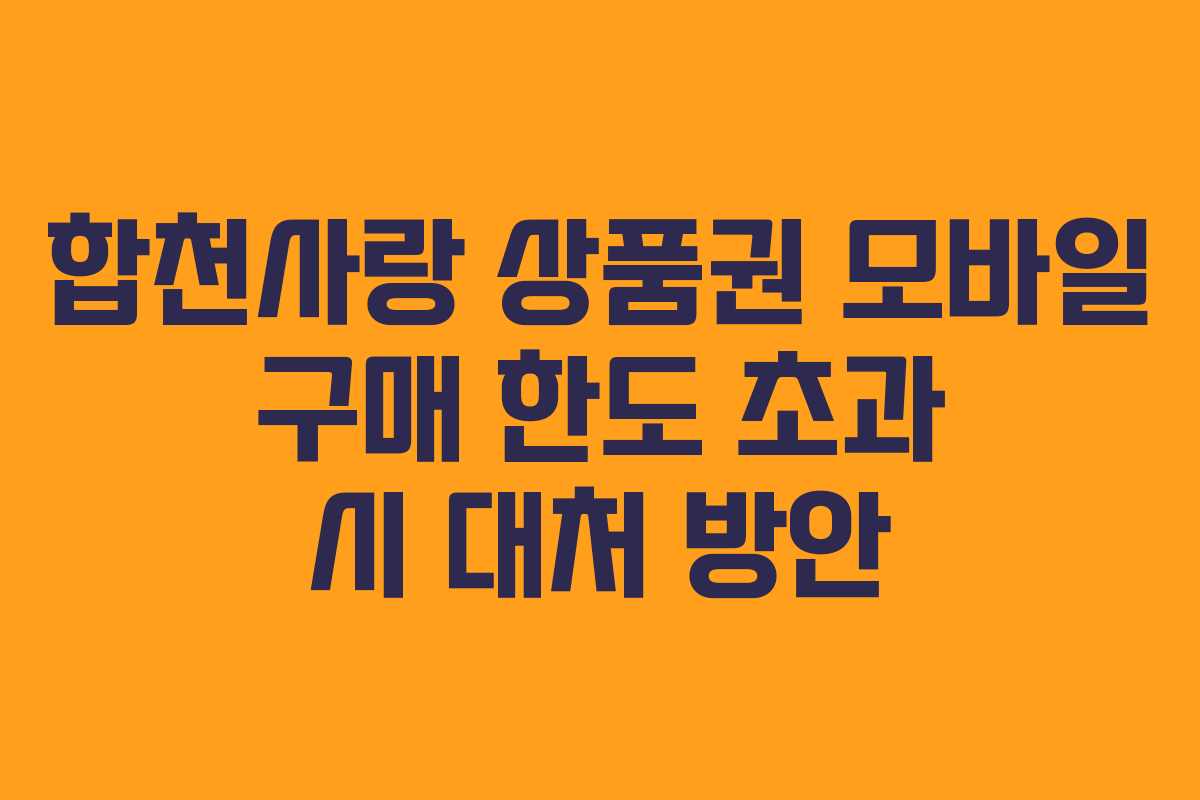 합천사랑 상품권 모바일 구매 한도 초과 시 대처 방안